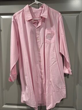 Ralph Lauren Pink & White Striped Sleep Shirt